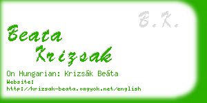 beata krizsak business card