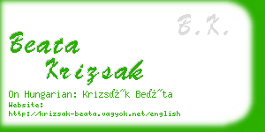 beata krizsak business card